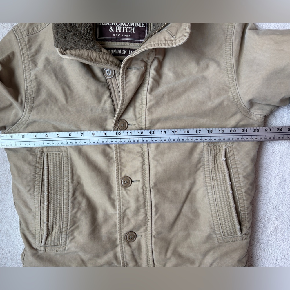 Abercrombie & Fitch Khaki Adirondack Jacket with Sherpa Collar Men Size Small - Picture 7 of 12